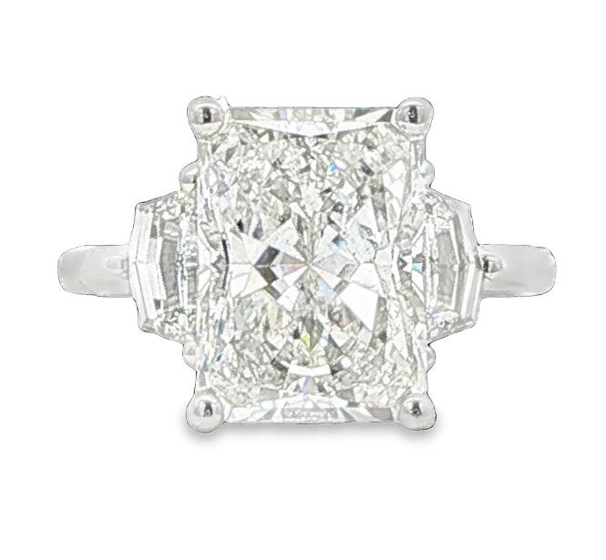 18K WG Radiant & Cadillac Diamond Three-Stone Ring – Jack Lewis