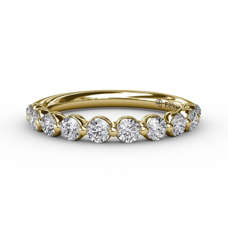 14K YG Single Prong Set Diamond Anniversary Band by FANA