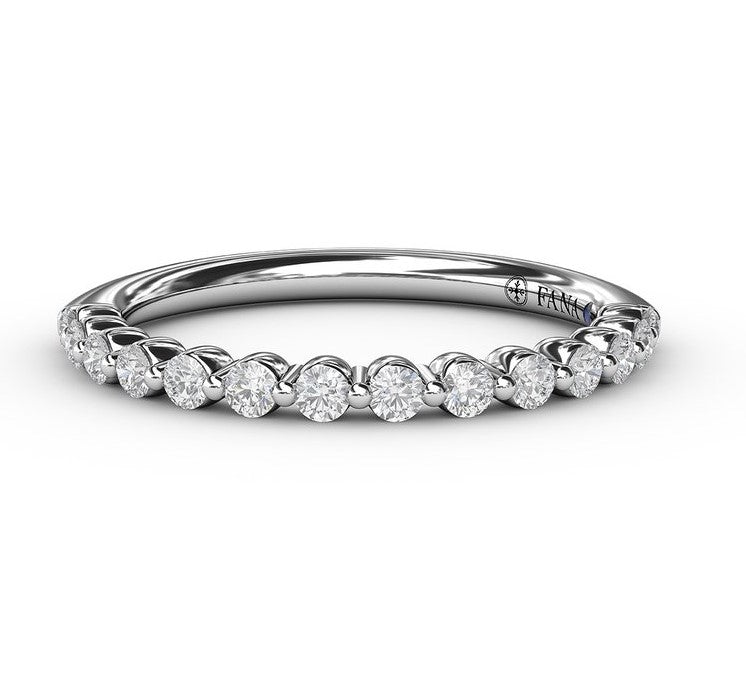 14K WG Diamond Single Shared Prong Wedding Band by Fana