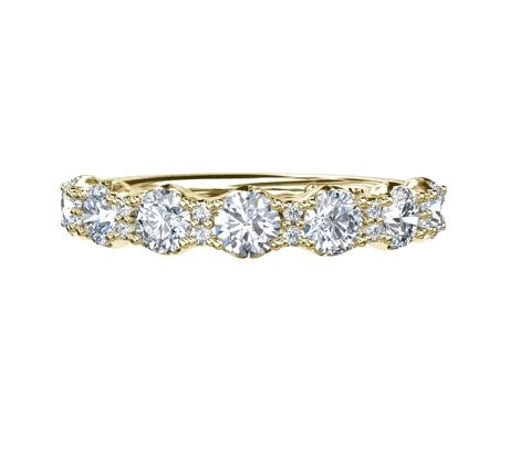 14K YG Diamond Scalloped Shape Half-Way Anniversary Band by Fana