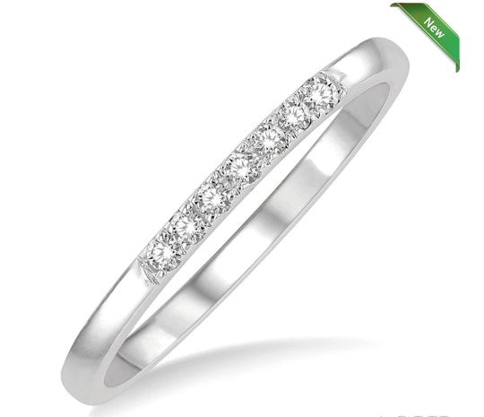 10K WG .10cttw Petite Stack Ring