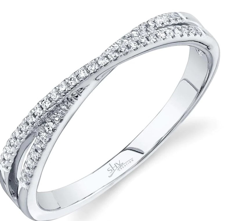 14KWG .09cttw Diamond Cross Over Band