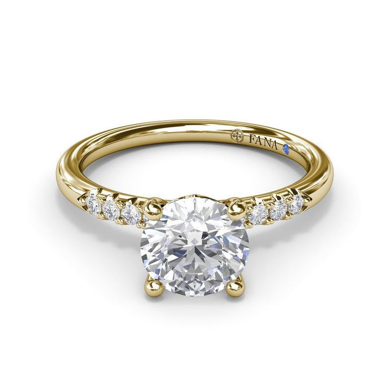 14K YG Round Quarter Diamond Band Semi-Mount by Fana