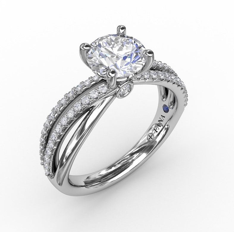 14K WG Contemporary Multi-Row Diamond Split Shank Semi-Mount by Fana Main image