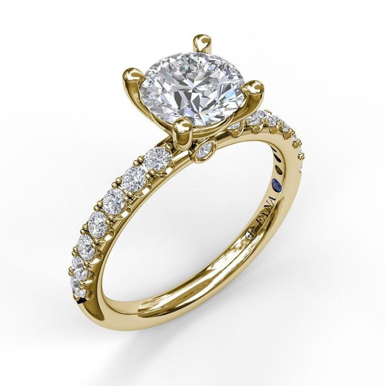14K YG Classic Pave Round Diamond Semi-Mount by Fana Main image