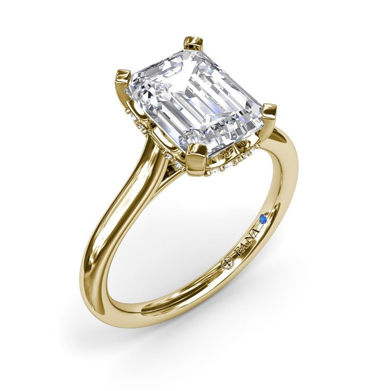 14K YG Emerald & Scalloped Hidden Halo Diamond Semi-Mount by Fana Main image