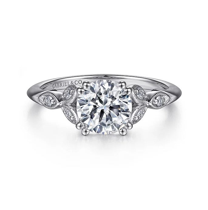 14K WG Celia Diamond Marquise Leaf Semi-Mount by Gabriel NY Main image