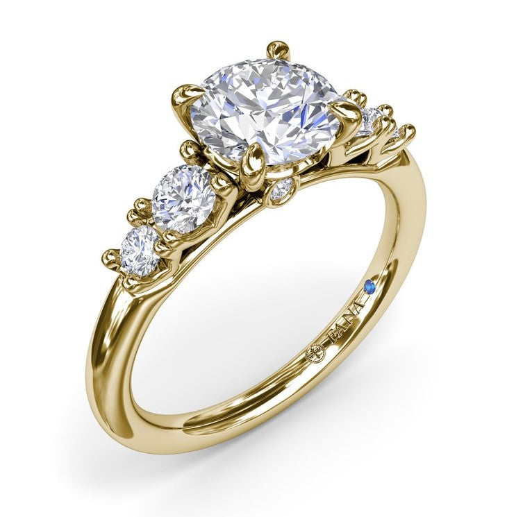 14K YG Round Diamond 5-Stone Semi-Mount with Peekaboos by FANA Main image