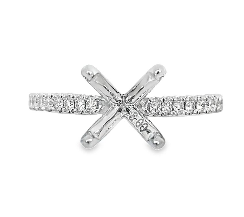 14K WG 1/4cttw Diamond Semi-Mount, 8mm Center Head by Diamonds Forever of U.S.A