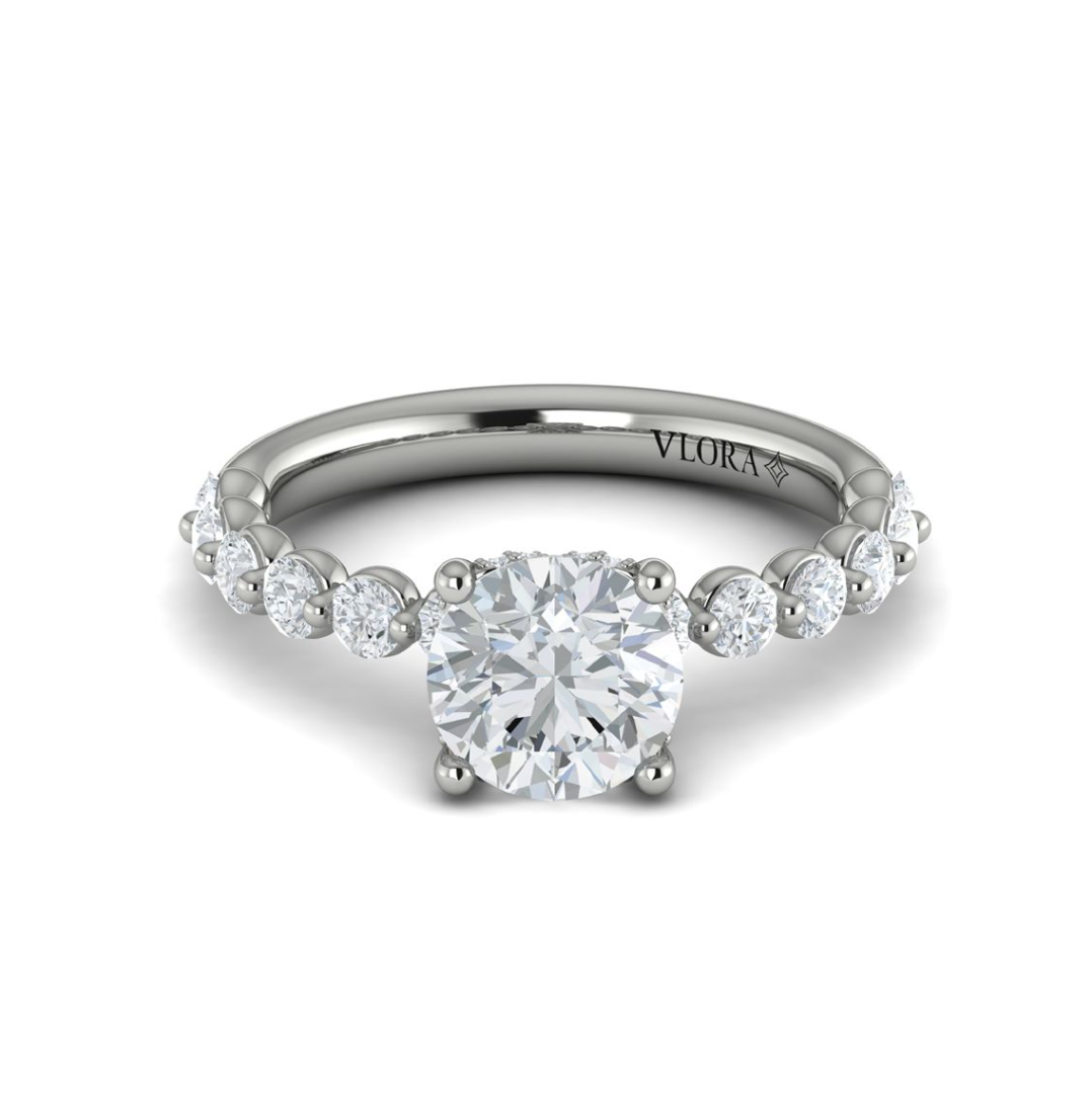 14K WG Diamond Single Shared Prong Semi-Mount by Vlora