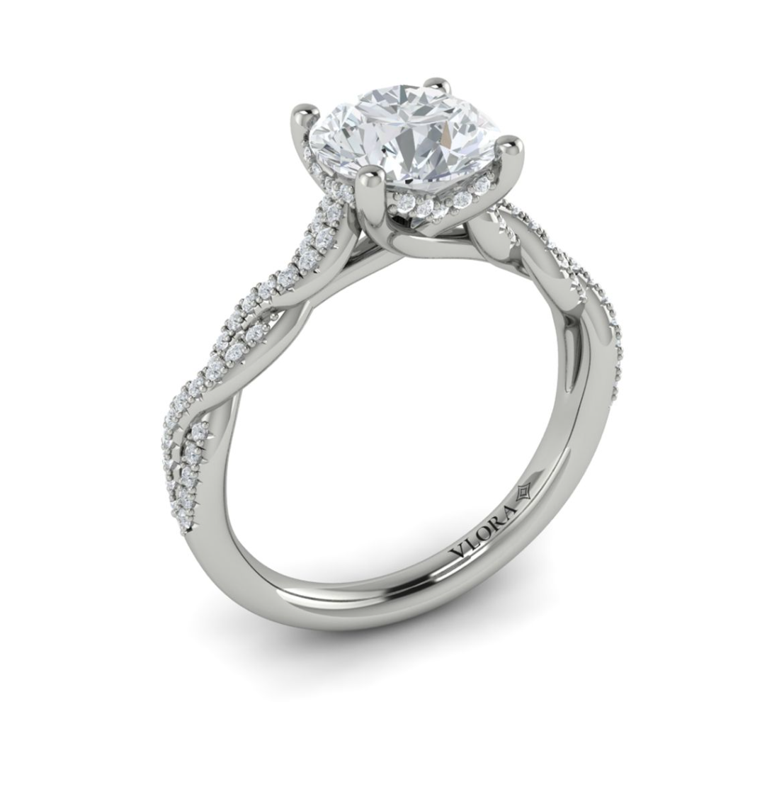 14K WG  Diamond Twist Semi-Mount by Vlora