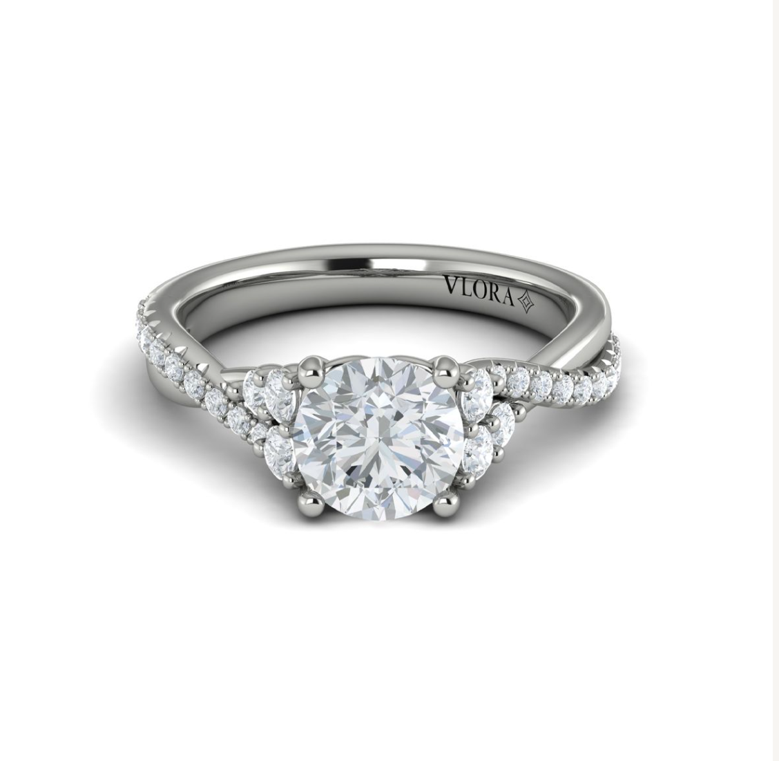 14K WG .49cttw Dia & High Polish Twist Eng Semi-Mount by Vlora

26 Rnd Dia = .26cttw