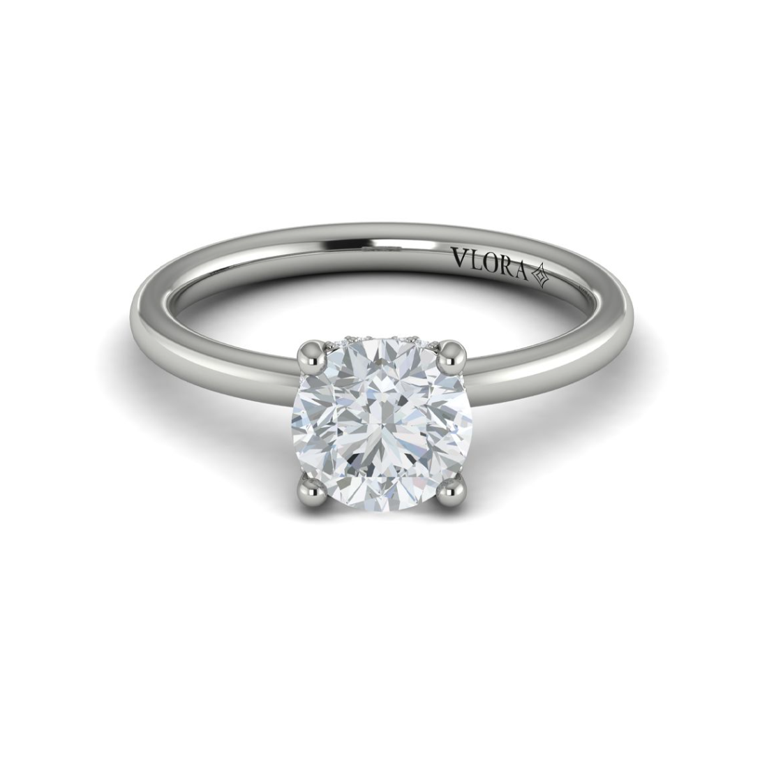 14K WG .06cttw Dia Solitaire w Hidden Halo Eng Semi-Mount by Vlora

20 Rnd Dia = .06cttw