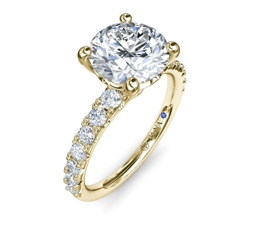 14K YG Classic Round Diamond Line Semi-Mount with Peekaboos by Fana