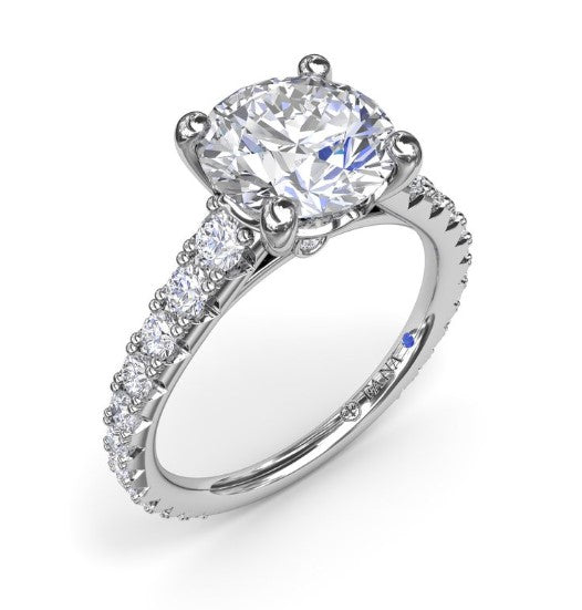14K WG Round Diamond Graduated Semi-Mount with Peekaboos by Fana Main image