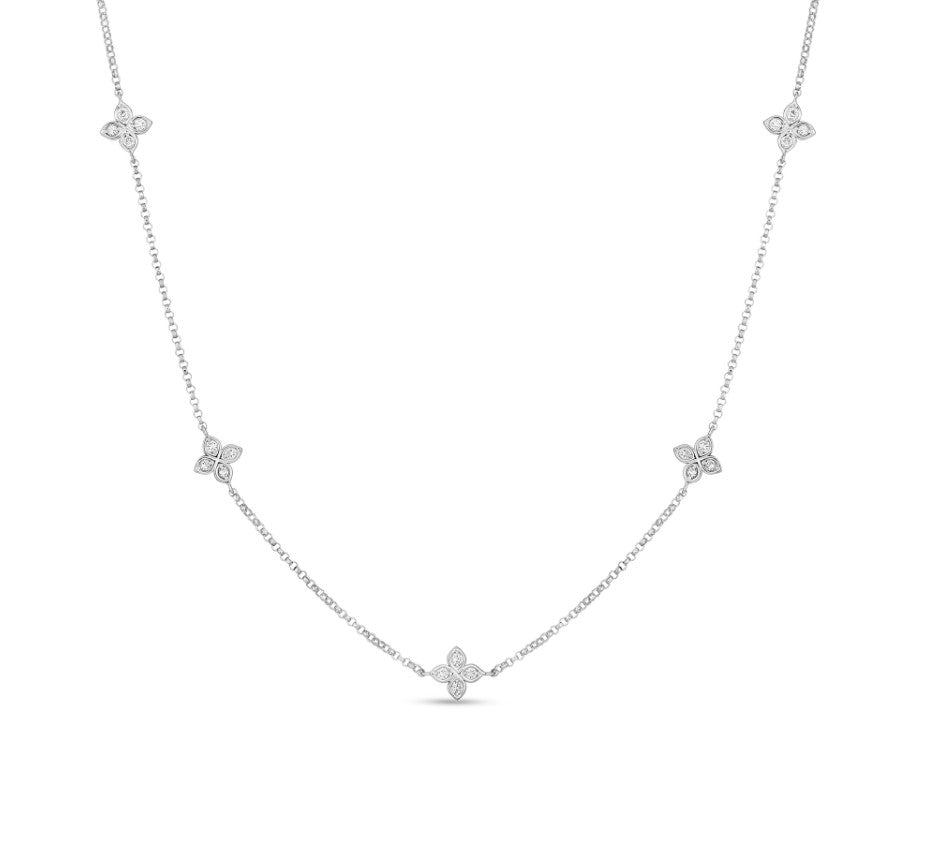 18K White Gold Diamond Love By The Yard Necklace by Roberto Coin