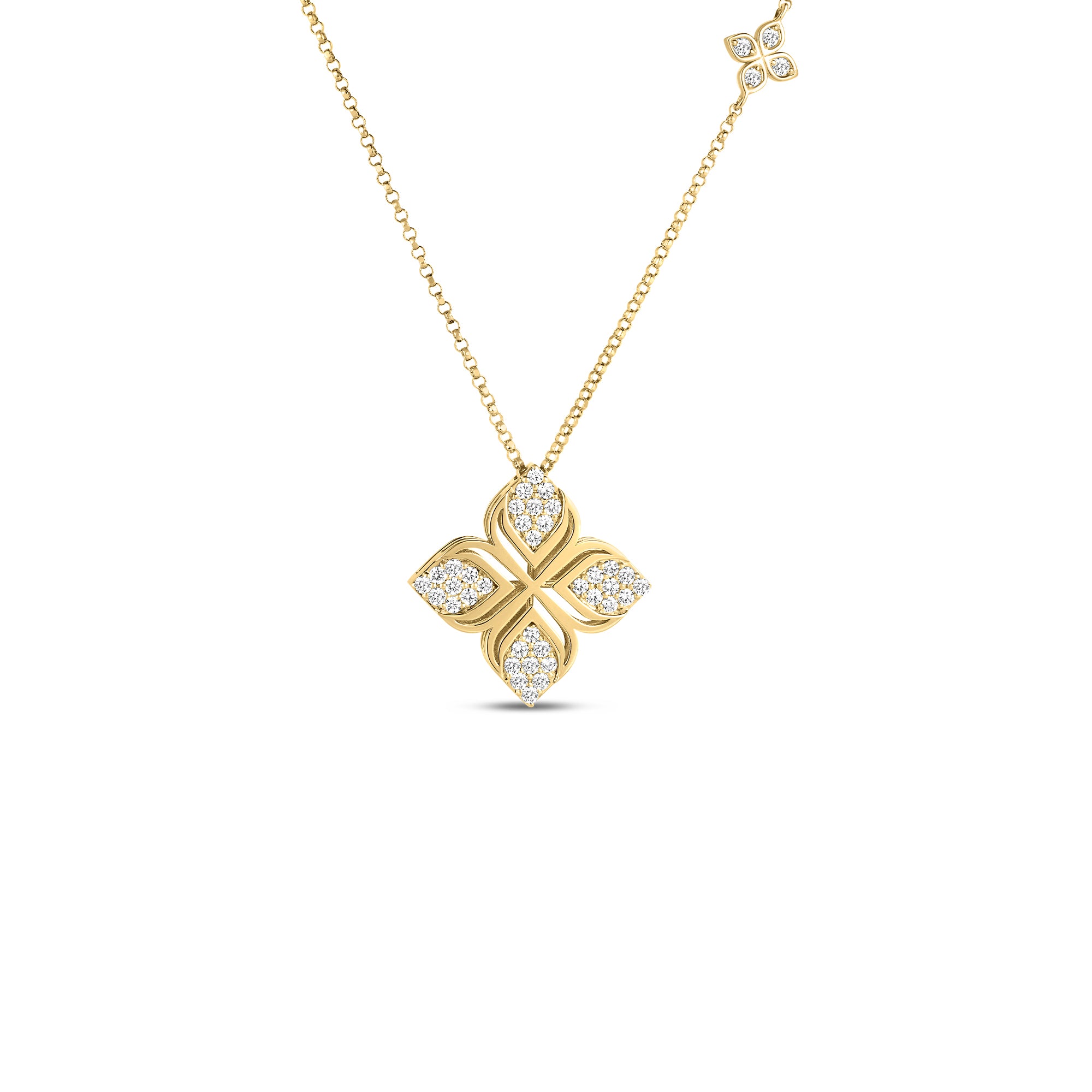 18K YG Diamond Arabesque Flower Necklace by Roberto Coin