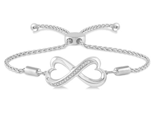 SS 1/20CTTW HEART INFINITY LARIAT BRACELET