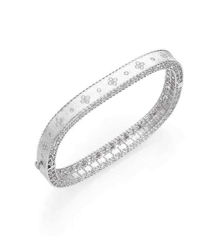 18K WG .48CTTW PRINCESS DIA SATIN BANGLE (46X56) BY ROBERTO COIN