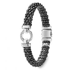 SS Black Caviar Black Ceramic .31cttw Dia Circle 9mm RP Bracelet by LAGOS SzM Main image