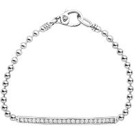 SS Caviar Spark Diamond 3mm Large Bar Ball Chain Bracelet by LAGOS Sz M Main image
