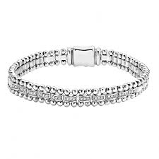 SS Caviar Spark Diamond 11 Station Link Bracelet by LAGOS