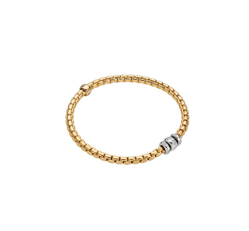 18K W/YG Eka 1/5cttw Diamond Rhombus Triple Rondel Flex'It Bracelet by FOPE Main image