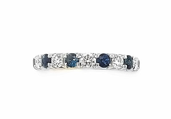14K WG 1/2CTTW Diamond & 3/4CTTW Blue Sappire Alt. Wedding Band Main image