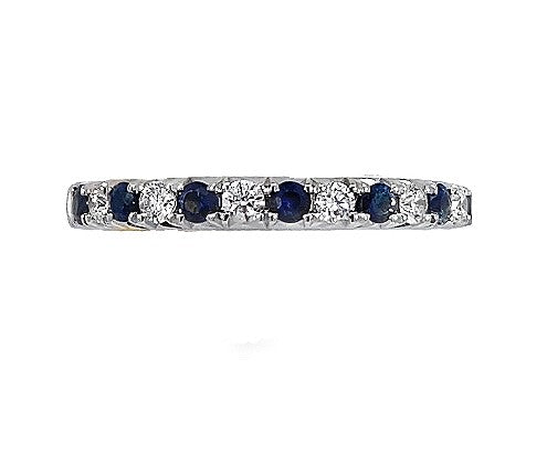 14K White Gold 0.25cttw Dia & 0.30cttw Sapphire Band by Diamonds Forever.