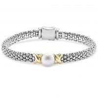SS/18K Luna Pearl X 6mm Rope Bracelet by LAGOS Sz 7