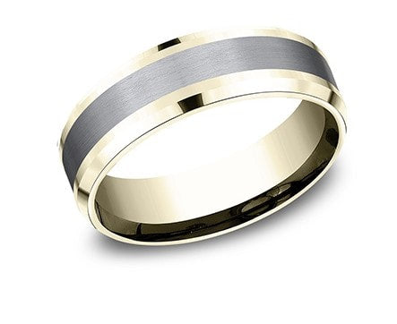 *14K YG 7mm Drop Bev Satin GTA Ctr Gents Band by Benchmark