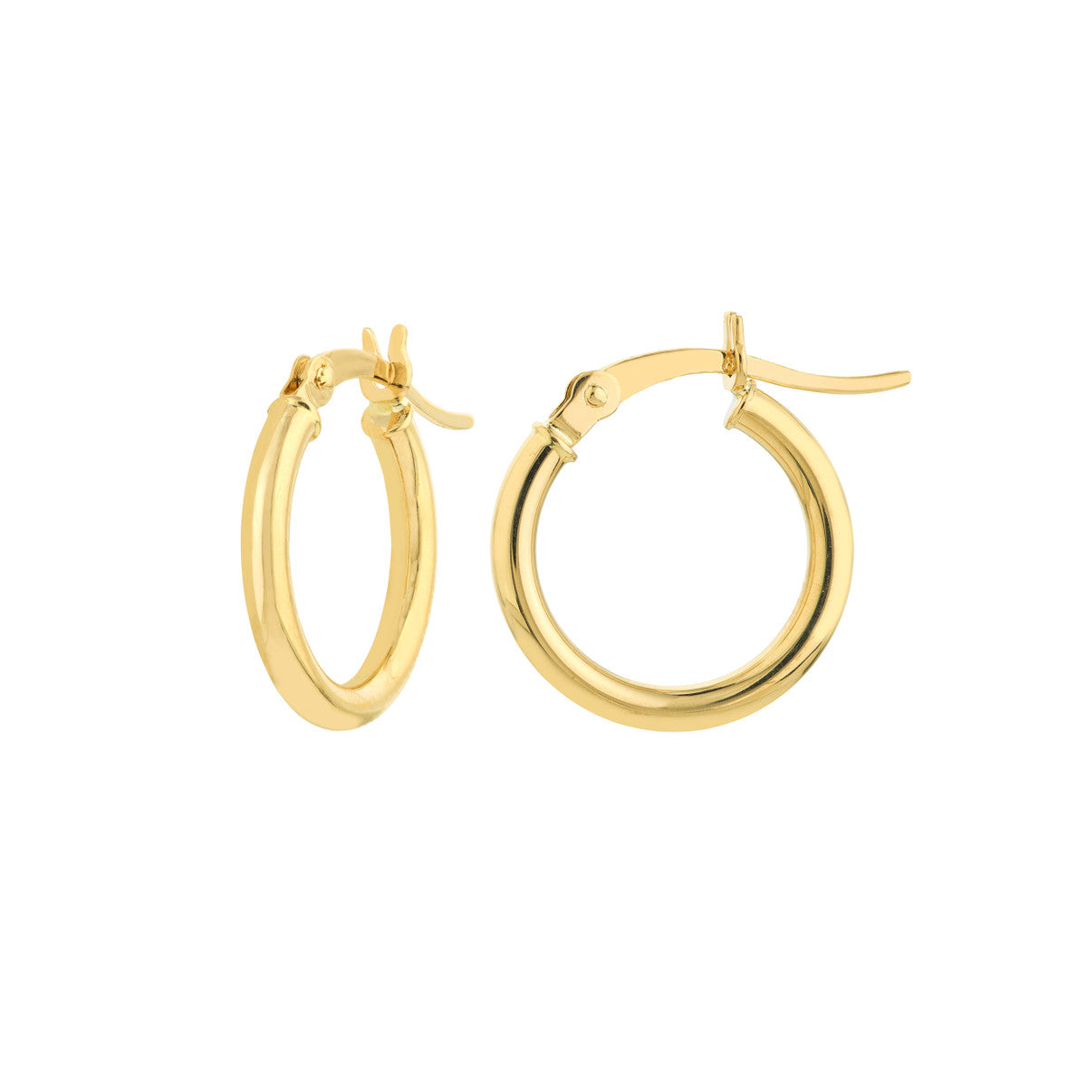 14K YG 15MM POLISHED HOOP EARRINGS
