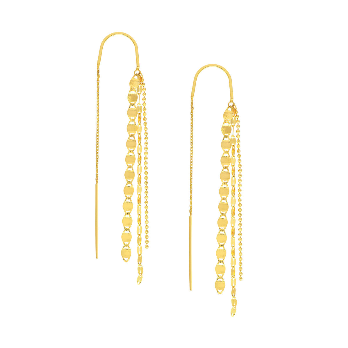 14k Yg Multi Chain Dangle Threader Earrings