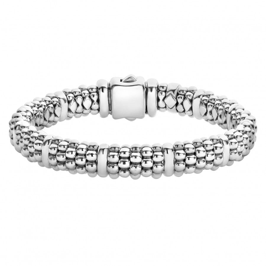 Sterling Silver Signature Caviar 9 Station 9mm Bracelet by LAGOS
