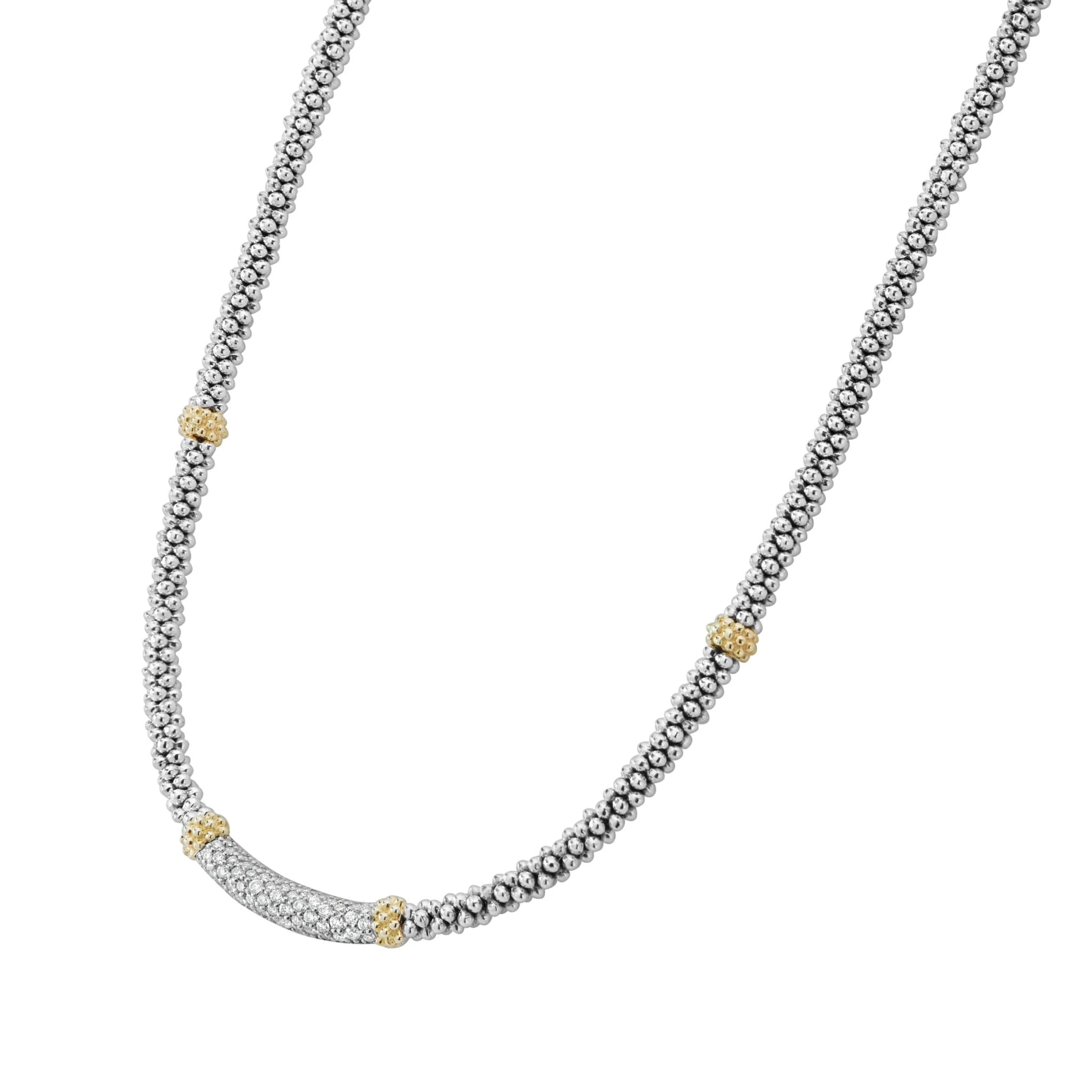 16" SS/18K 0.24cttw Dia Lux Dia 20mm Cntr Stn 3mm RP Necklace by LAGOS