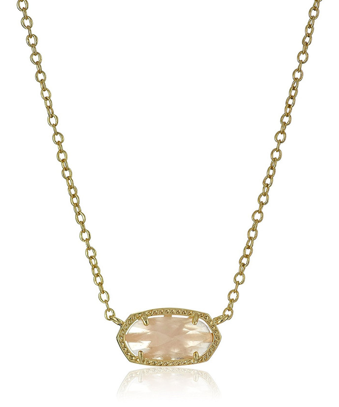 Elisa Short Pendant in Gold Rose Quartz by Kendra Scott (plated over brass)