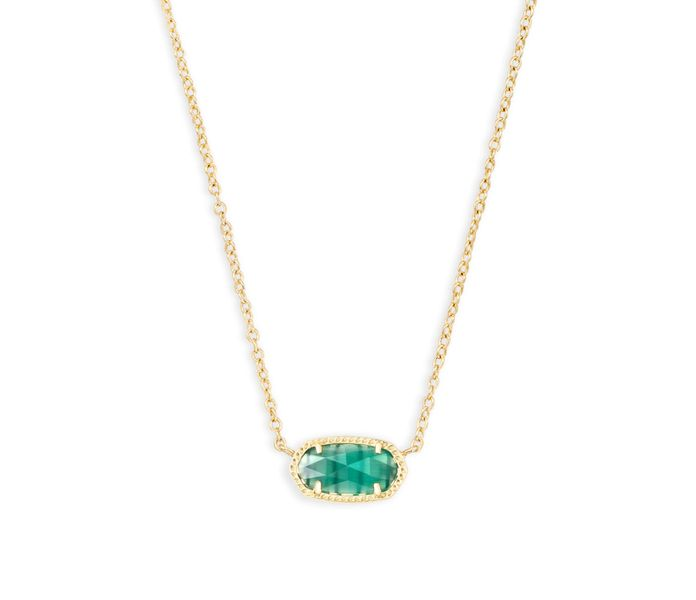 Elisa Short Pendant in Gold Emerald Cats Eye by Kendra Scott (plated over brass)