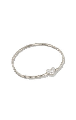 Ari Pave Crystal Heart Stretch Bracelet in Rhodium Metal White Crystal by Kendra Scott (rhodium plated over brass) Main image