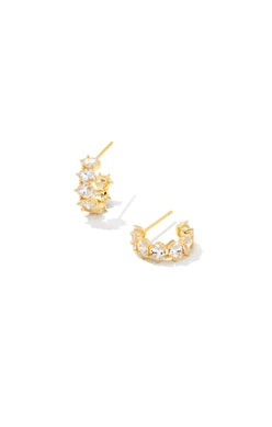 Cailin Crystal Huggie Earrings in Gold Metal & White CZ by Kendra Scott (plated over brass) Main image