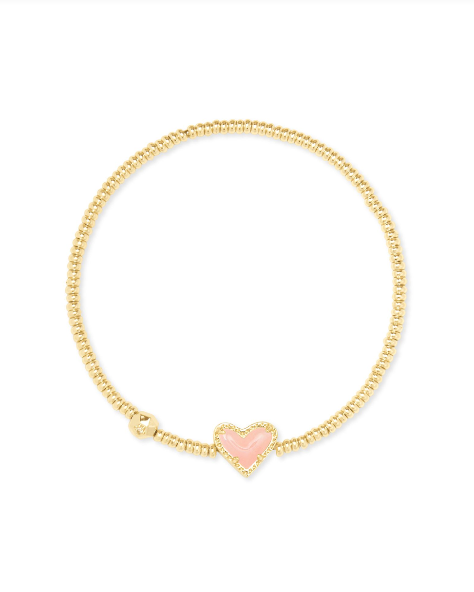 Ari Gold Plated Heart Stretch Bracelet in Rose Quartz by Kendra Scott Main image