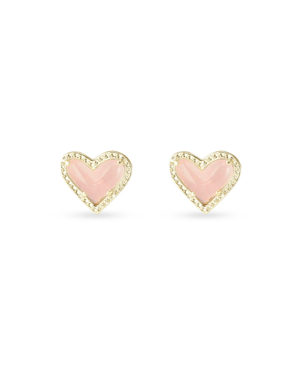 Ari Gold Heart Stud in Rose Quartz by Kendra Scott (plated over brass) Main image