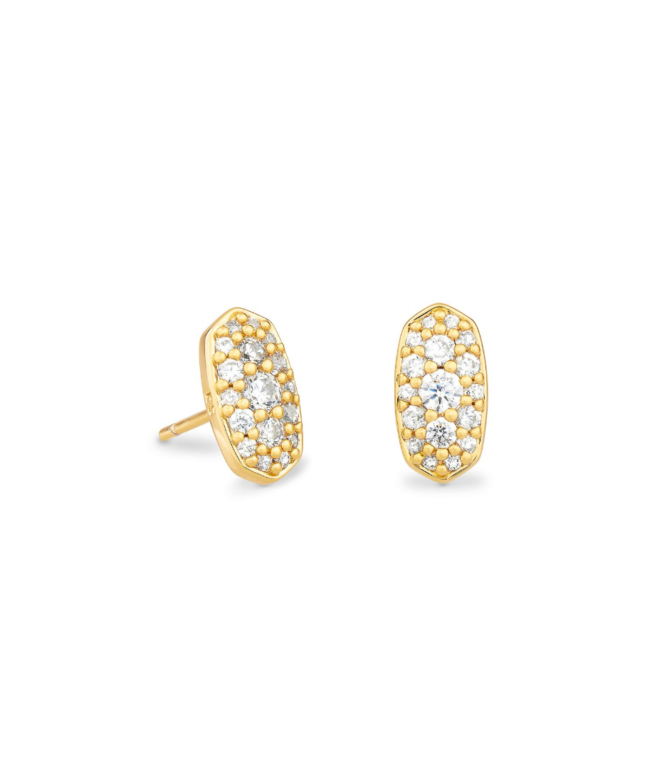 Grayson Gold Stud Earring in White CZ by Kendra Scott (plated over brass) Main image