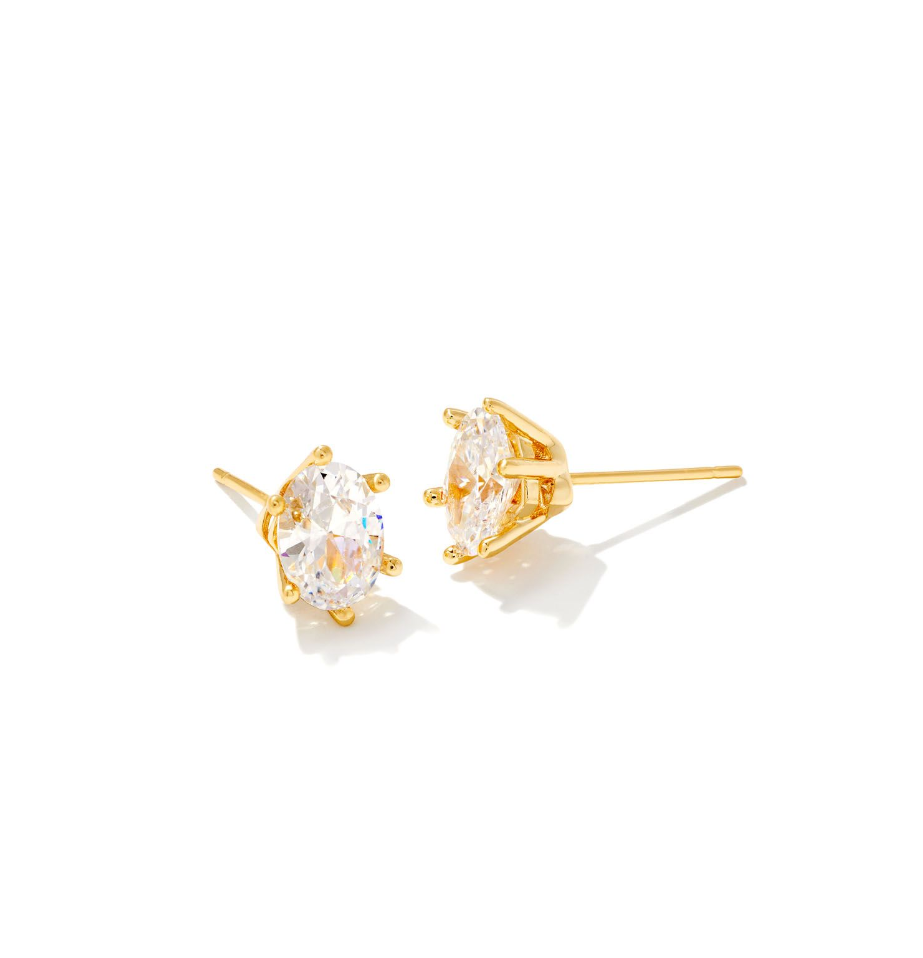 Cailin Gold Crystal Stud in White CZ by Kendra Scott (plated over brass)