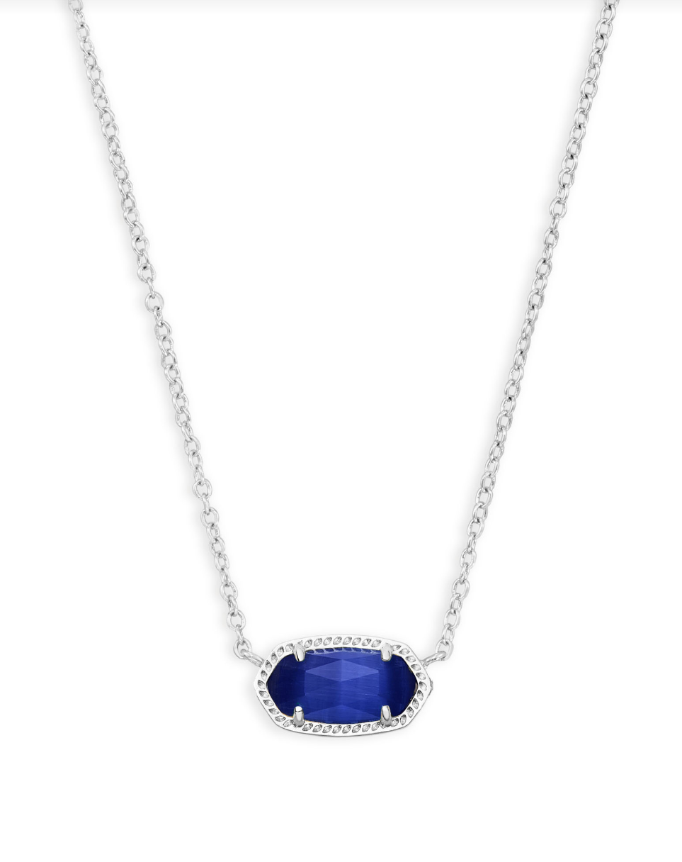 Elisa Necklace in Rhodium in Cobalt Cats Eye by Kendra Scott (rhodium plated over brass) Main image