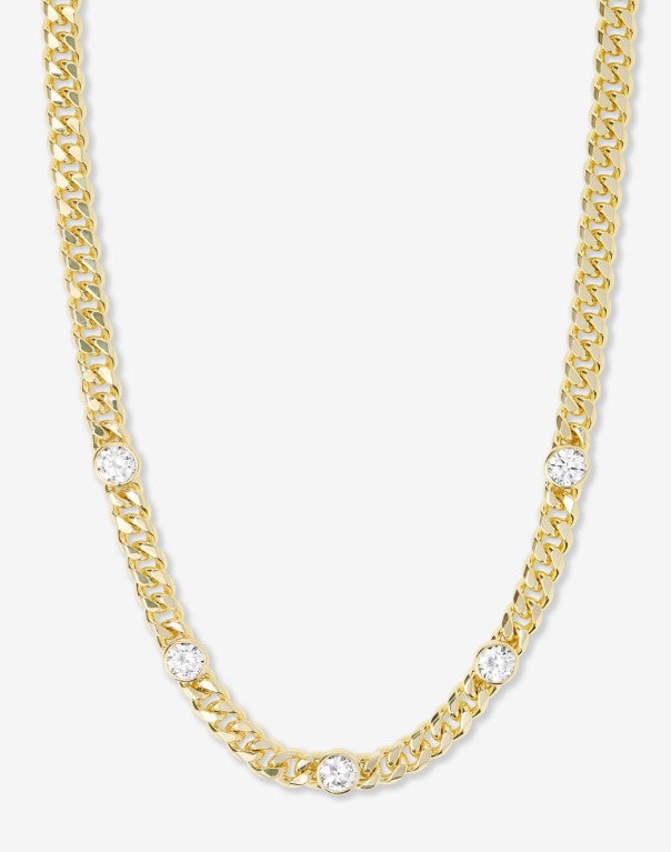 18K Gold Plated Julian 5 Diamond Necklace in White CZ by Melinda Maria, 16"