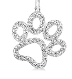 Sterling Silver 1/20cttw Diamond Paw Pendant Necklace Main image