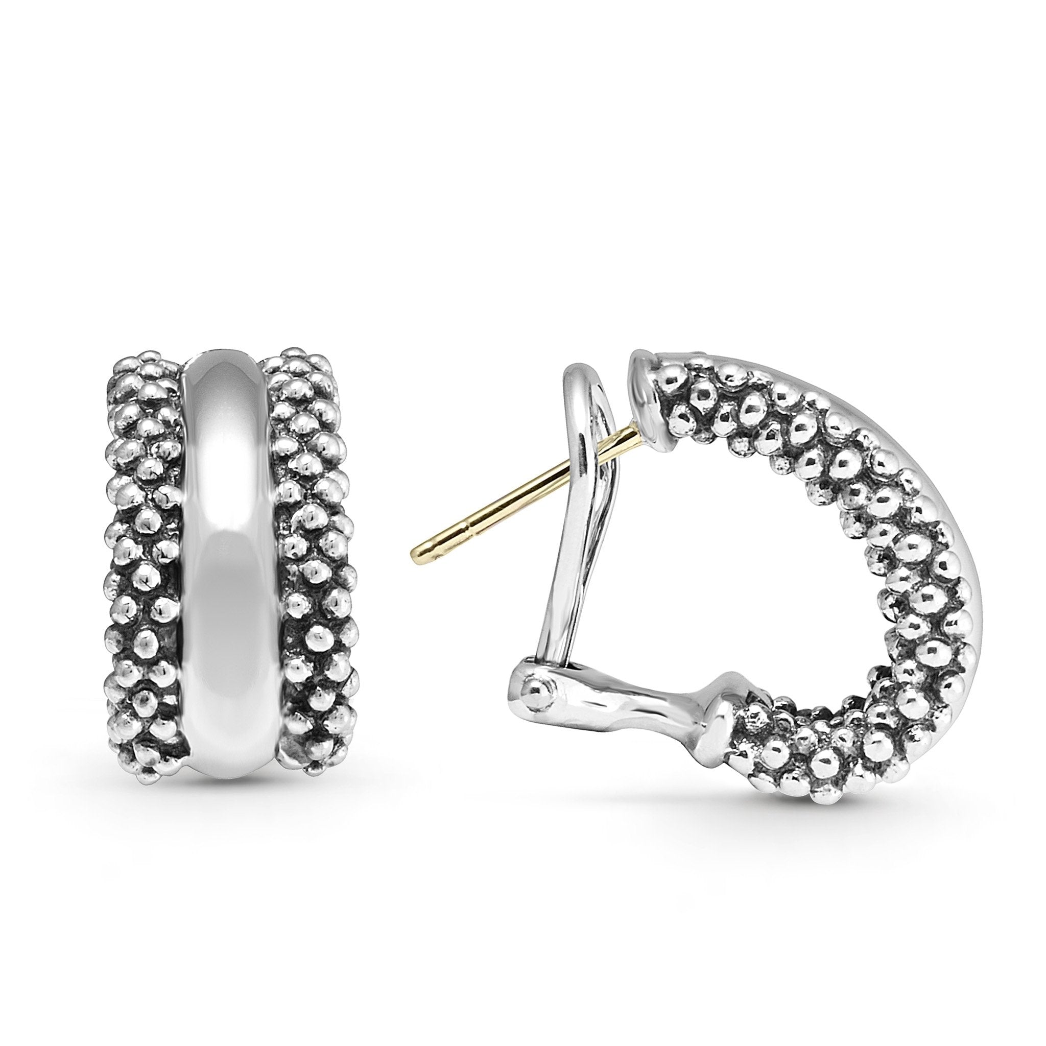 SS Signature Caviar Half Hoop Omega Clip Earrings by LAGOS Main image