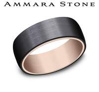 14K RG & Titanium 8mm Wedding Band with Satin Finish by Benchmark size 9.5