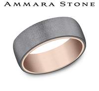 14K Rose Gold & Tantalum "The Commodore" Wire Brush Finish Wedding Band By Benchmark
