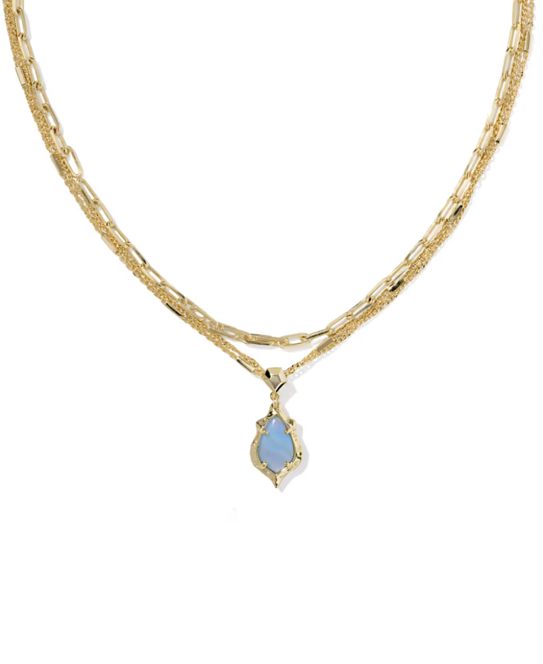 Gold Plated Adriana Scallop Frame Multi-Strand Necklace in Sky Blue Iridescent Abalone by Kendra Scott Main image